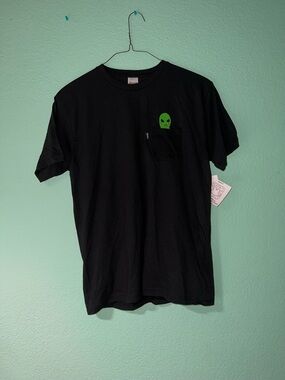Rip N Dip Black Pocket Tee with Green Alien Graphic